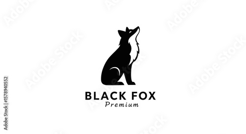 Elegant Black Fox Silhouette Logo with Premium Branding on White Background