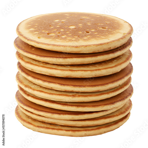Isolated Stack of Golden Brown Pancakes on Transparent Background