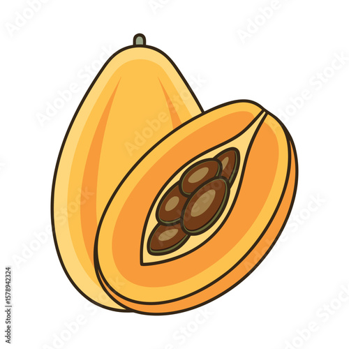 Loquat with Yellow Skin and Brown Seed — Juicy Exotic Fruit Vector