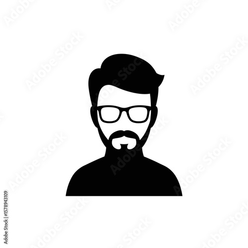 Stylish Silhouette: A sophisticated silhouette portrait of a man with well-groomed beard, glasses, and a stylish haircut.