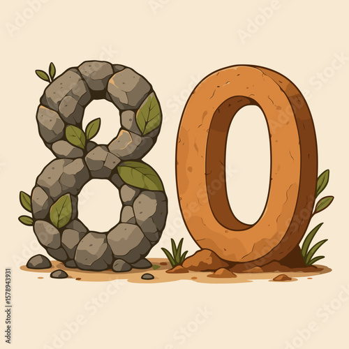 Celebrate eighty years with this design, featuring stone textures and earthy hues to capture a milestone birthday or anniversary occasion.