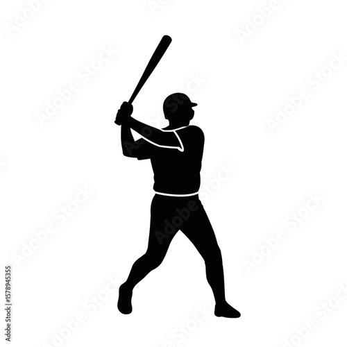 Baseball Batter Silhouette: An artful silhouette captures the focused intensity of a baseball batter, poised to hit with determination and grace.