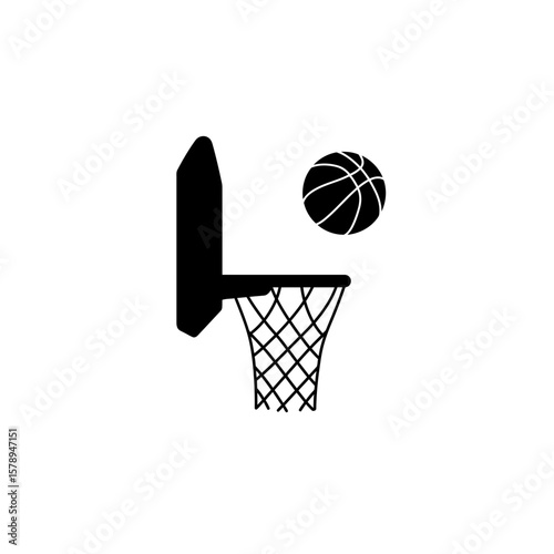 Basketball in Silhouette: A basketball soaring towards the net, in a moment of perfect athletic precision. Captured with a minimalist aesthetic.