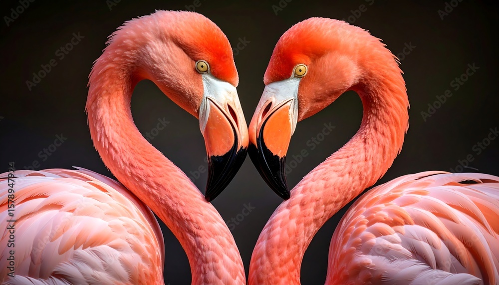 Fototapeta premium Two flamingos forming a heart