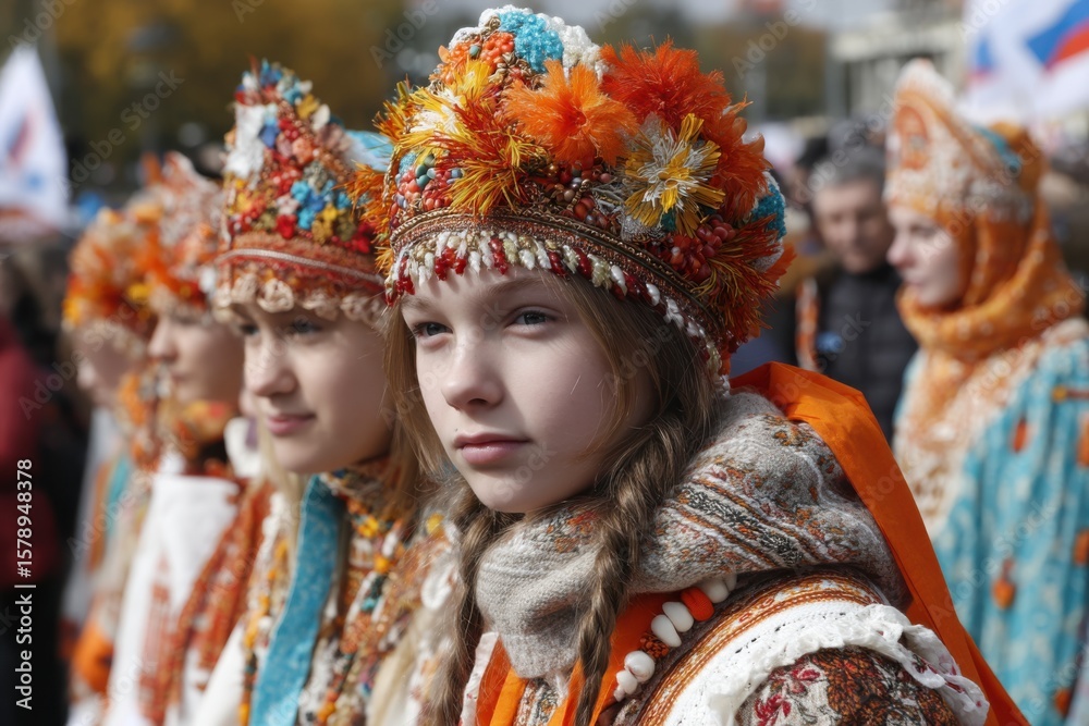 Celebration of National Unity Day in Russia on November 4 with traditional attire