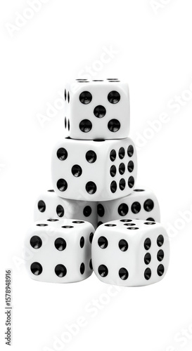 Isolated Transparent Background Illustration of Dice Stacked Cubes 3D