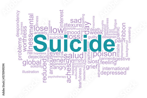 word cloud template background design .Concept of Suicide.	