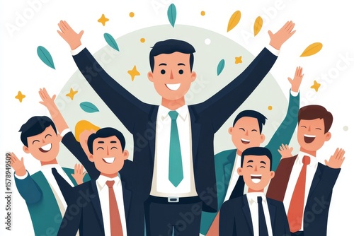 Manager encouraging young employees at the workplace, fostering a positive work culture and motivating team members to succeed, Generative AI
