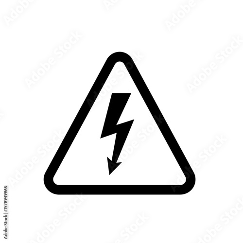 High Voltage Hazard Warning: A simple, black and white triangular symbol immediately signals the potential danger of high-voltage electricity.
