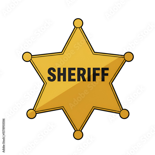 Illustration of Golden Sheriff Star Badge for Law Enforcement on Black