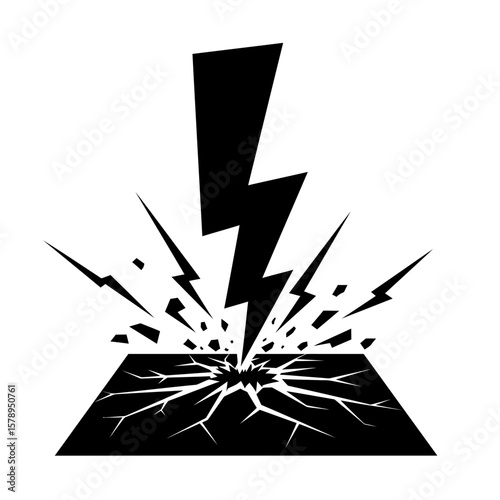 Cracked Earth and Lightning Strike: A dramatic illustration depicts a powerful lightning bolt striking the ground, causing the earth to crack and shatter.
