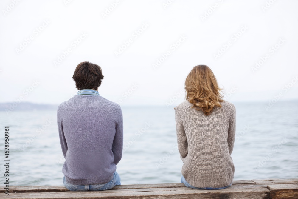 Fototapeta premium Identifying signs of struggles in a relationship while sitting by the water