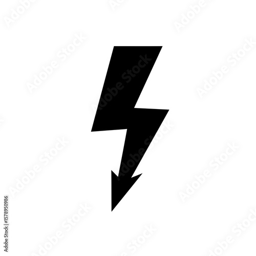 Free Download Lightning Bolt Symbol: A bold black lightning bolt against a clear background, representing power, energy, and caution. - GFXLoad