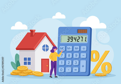 Financial Planning for Homeownership Involves Careful Budgeting and Mortgage Calculations with Real Estate and Savings Illustrations