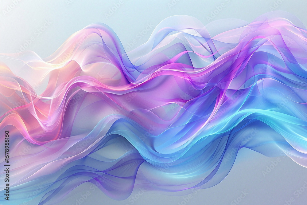 Obraz premium Soft Fluid Lines in Pastel Blue and Pink