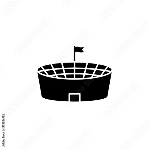 Stadium Silhouette: A stark, monochrome silhouette of a stadium, showcasing its architectural structure and design.