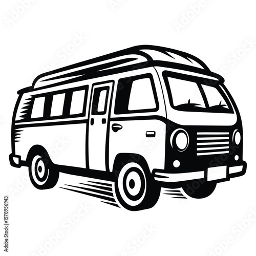 Black and white vintage camper van retro van travel van