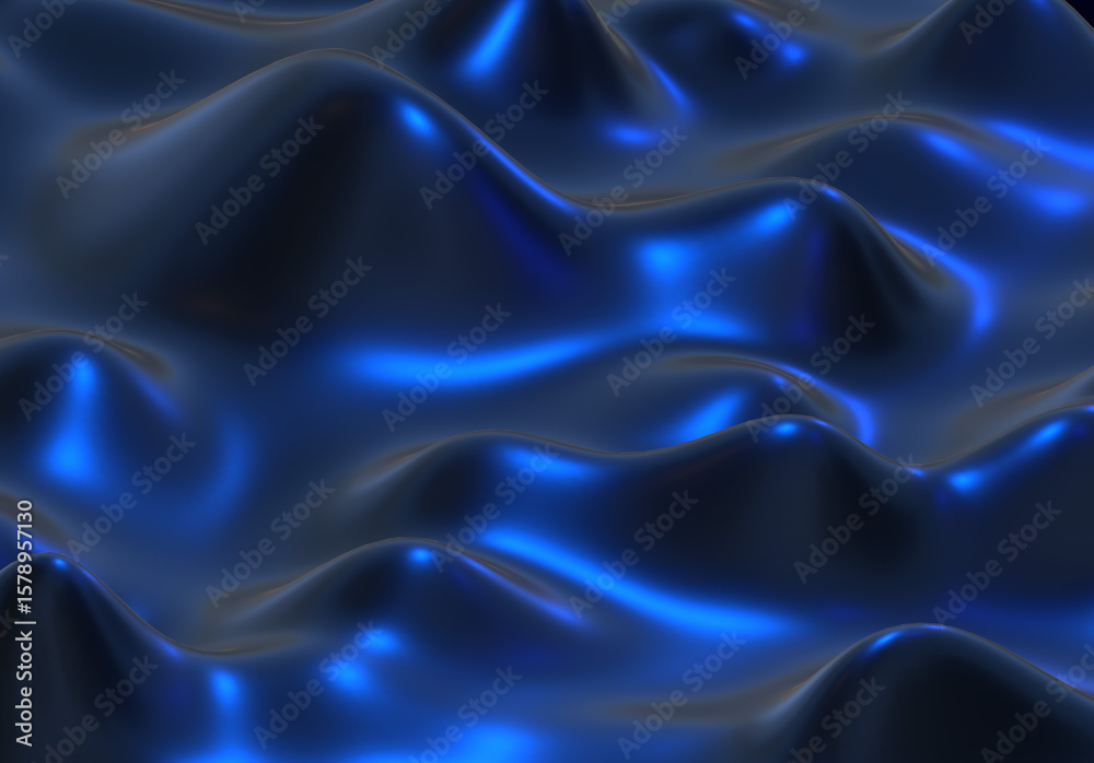 Obraz premium Dark Abstract silk liquid metallic texture design fluid metal substance wave effect 3d rendering