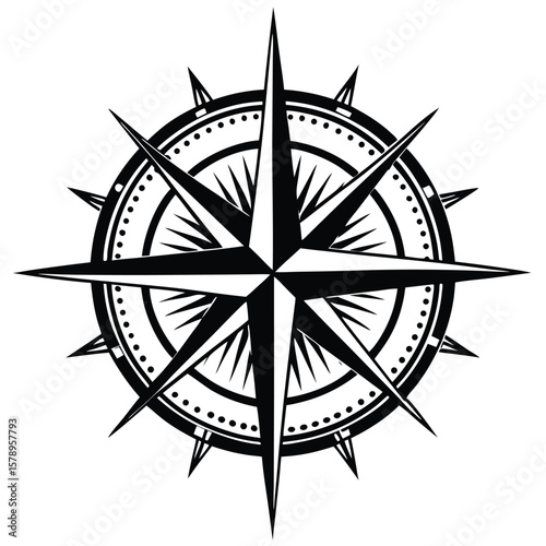 Black compass rose graphic navigation direction