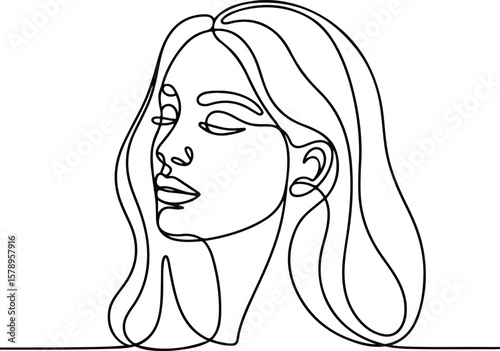 Vector illustration of a beautiful girl with long hair, stylized for fashion and art