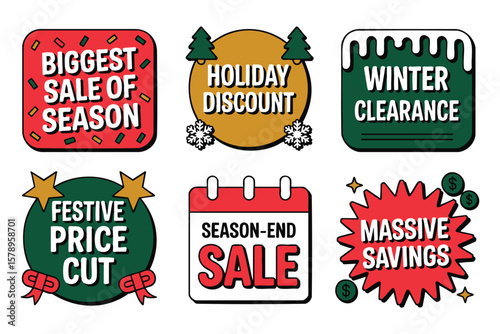 Christmas Sale Badges: Festive Winter Discount Labels