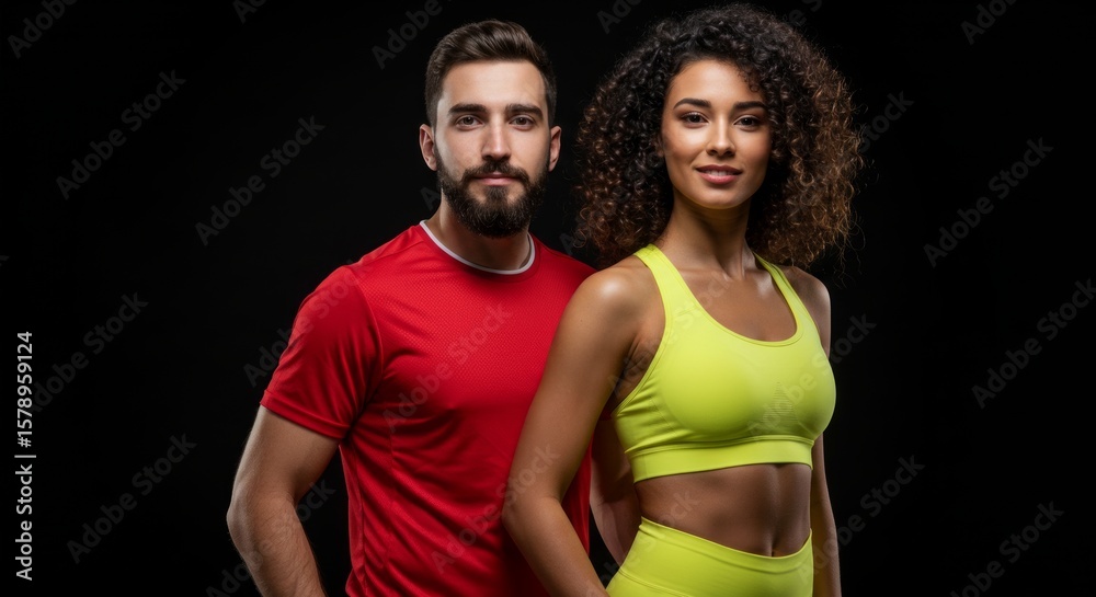 Obraz premium Fit Couple Athletic Man and Woman in Sportswear, Healthy Lifestyle, Fitness Motivation