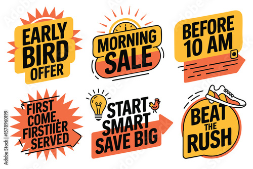 Early Bird Sale Badges: Design Elements for Marketing Campaigns