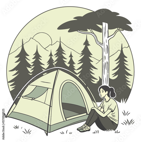 Outdoor Adventure Woman Rest Vector