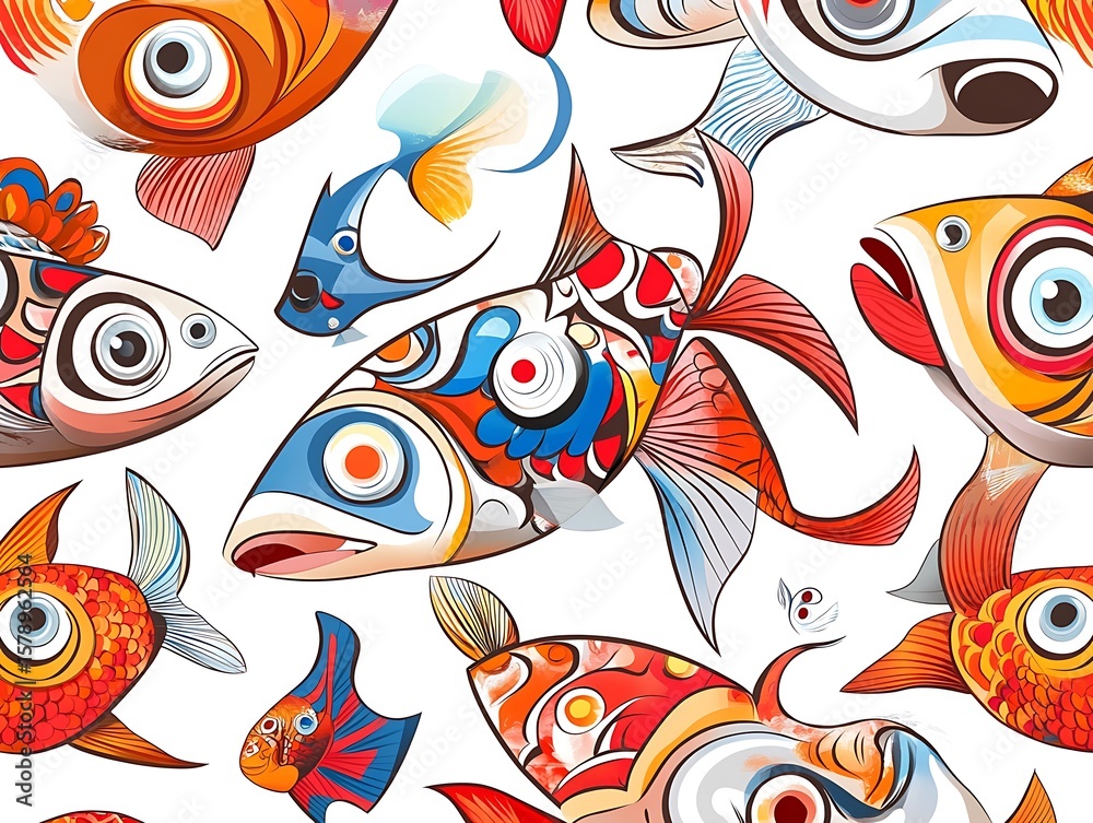 Fototapeta premium 彩魚曼荼羅