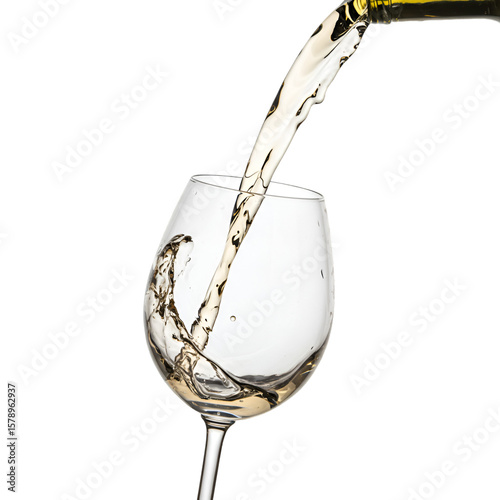 Pouring White Wine into Glass with Transparent Background Illustration