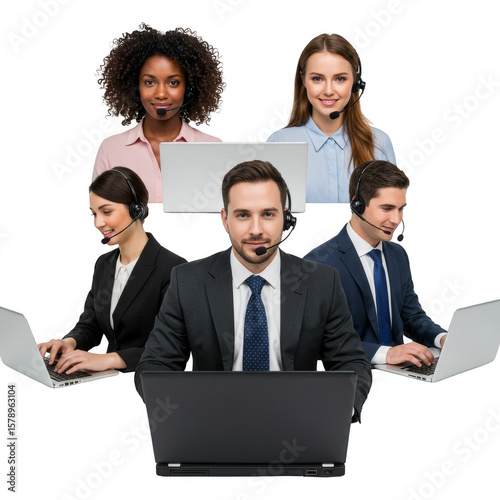 Professional Call Center Team PNG Image with Transparent Background