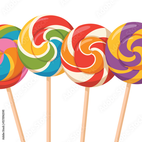 Colorful Swirl Lollipops on Sticks