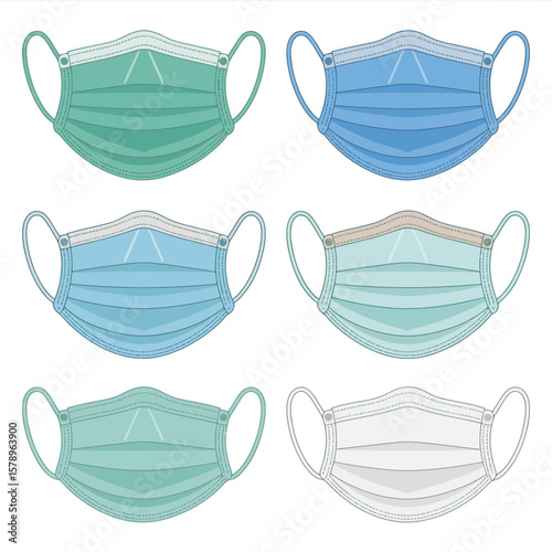 Set of Colorful Disposable Face Masks