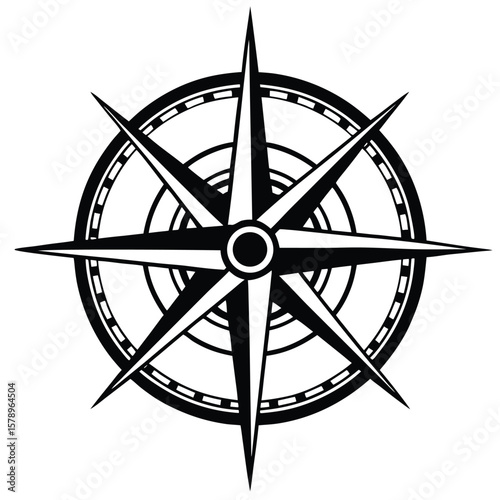 Black white compass rose navigational tool direction