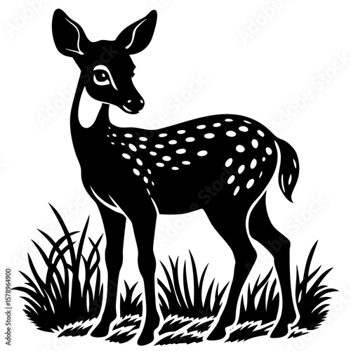 Photorealistic Fawn in Sunlit Field