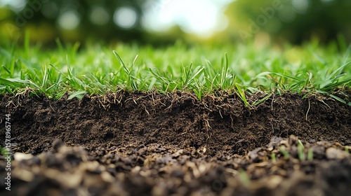 Chinch bug damage to turf, unhealthy lawn with brown patches, dry spots from grub larvae, closeup of grass roots being damaged, garden care, hyperrealistic, 8K clarity