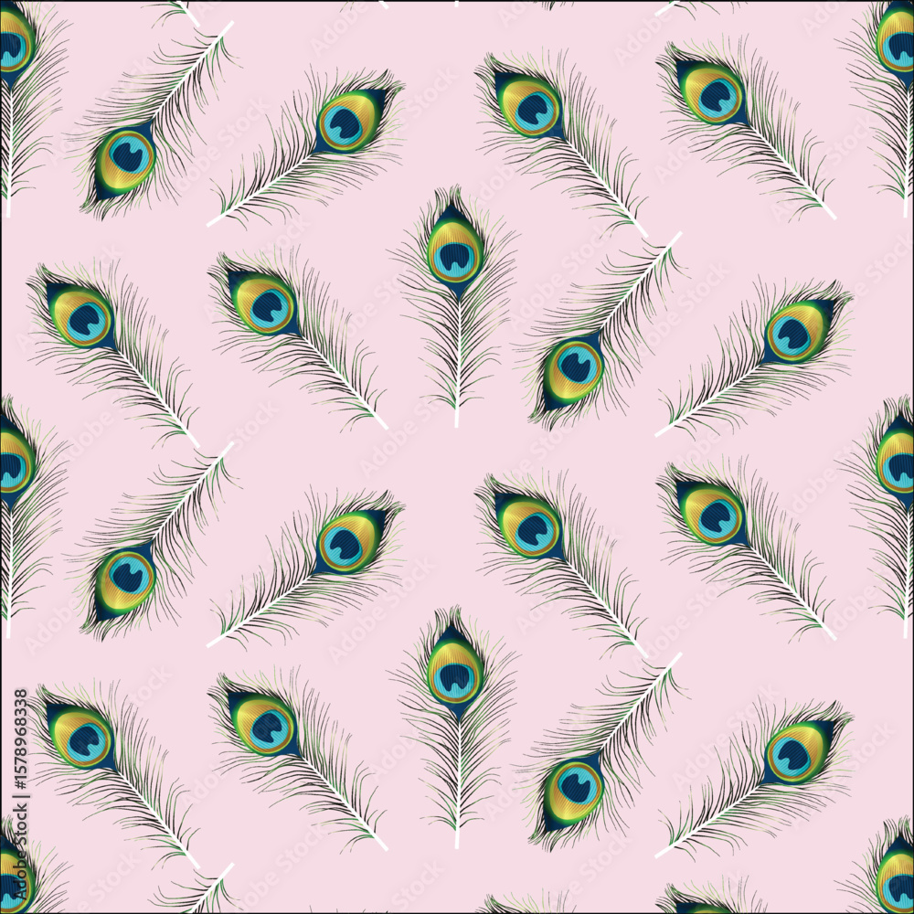 Obraz premium Peacock Feather Eye Repeating Motif PATTERN