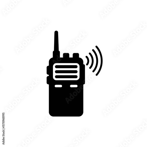 Walkie Talkie Communication: A stark monochrome graphic presents a sleek walkie talkie, transmitting signals that symbolizes connection and instantaneous interaction.