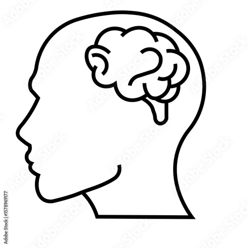 human head silhouette with brain