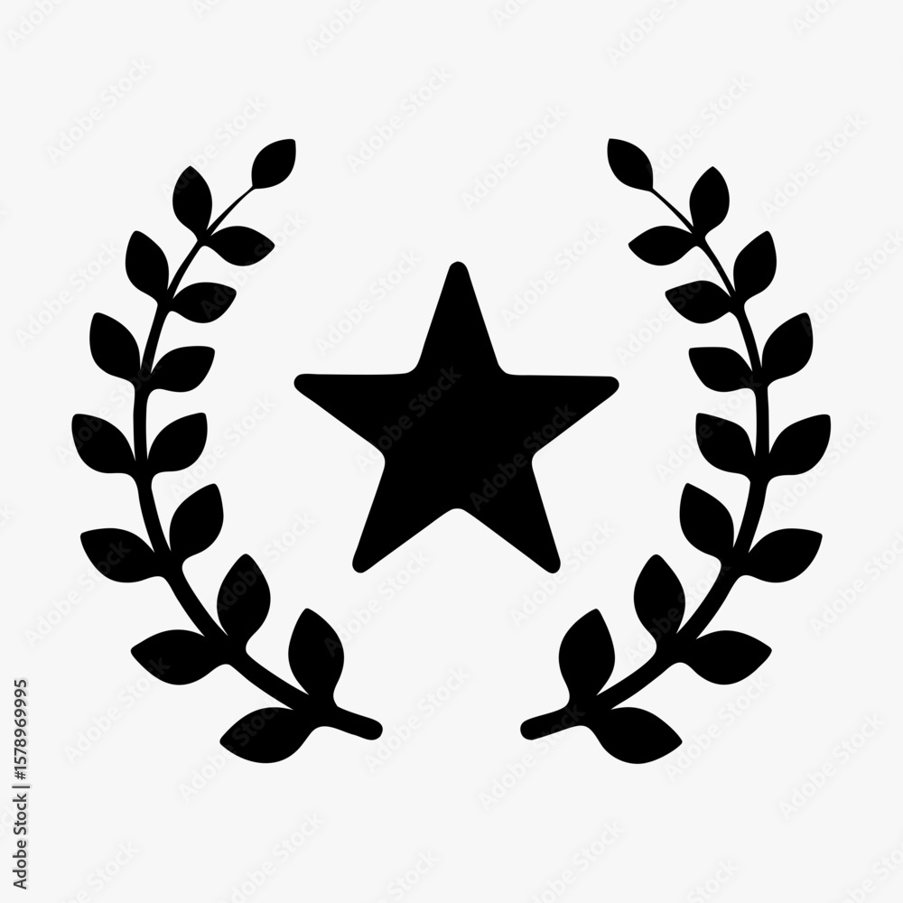 Obraz premium Laurel Wreath with Star Icon - Excellence and Achievement Award