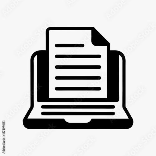 Document on Laptop Screen Icon - Online Content Creation & Editing
