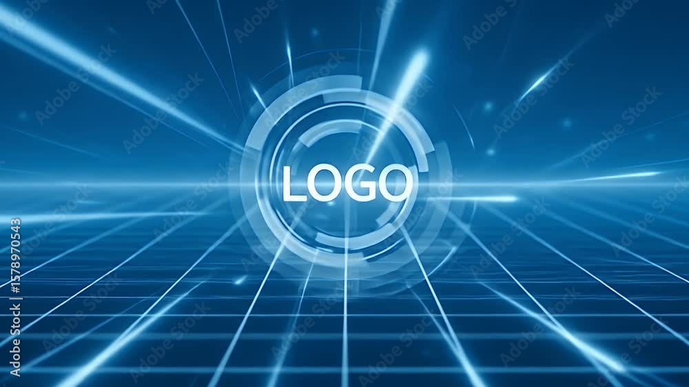 Dynamic blue technology background with graphic logo for presentations