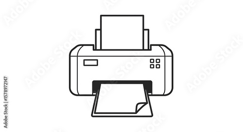 Black and White Outline Printer Icon