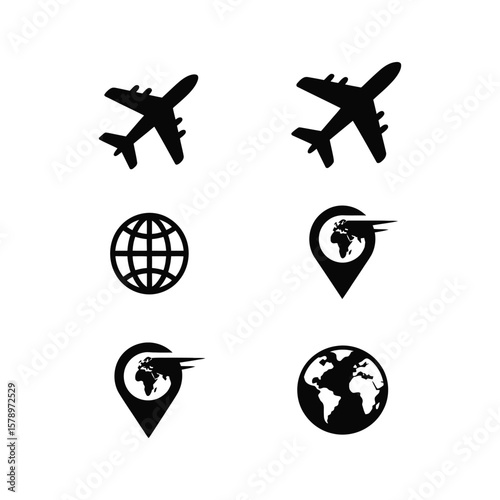 vector set of airplane icons