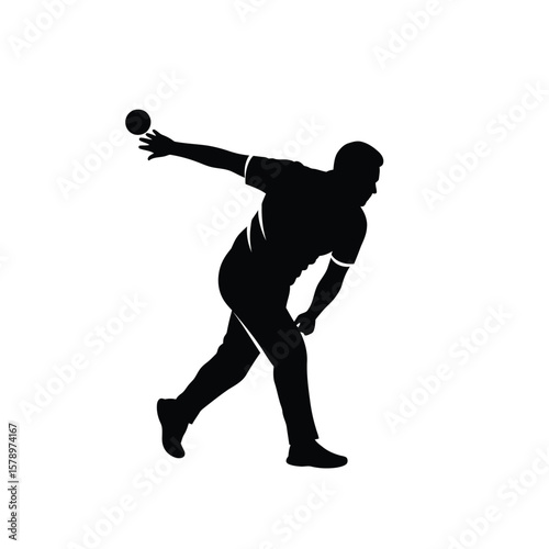 Cricket Player's Dynamic Throw: Silhouette of a determined bowler in full motion, captured mid-throw, showcasing athleticism and focus in a cricket scene.