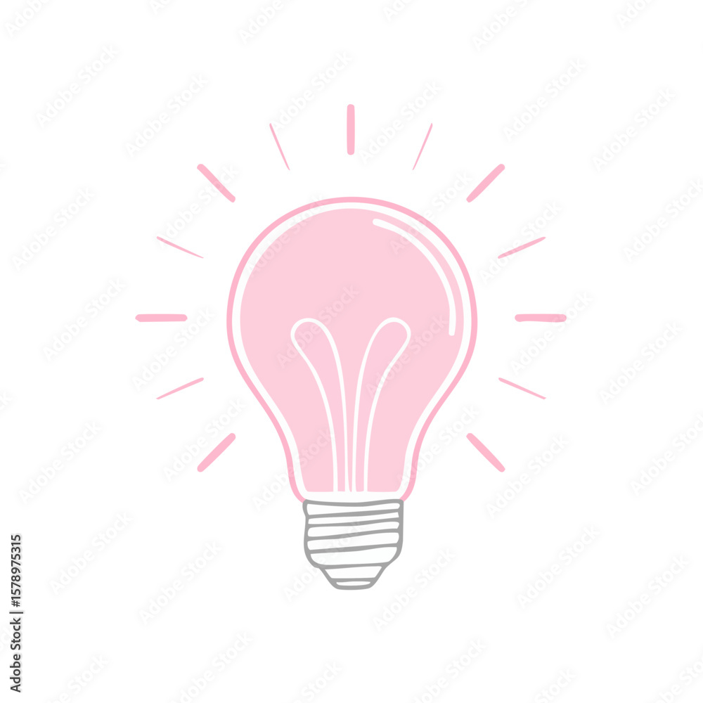 Pink Lightbulb Idea Illustration Bright Solution Symbol on Black Background Pink Lightbulb Idea Illustration Bright Solution Symbol on Black Background