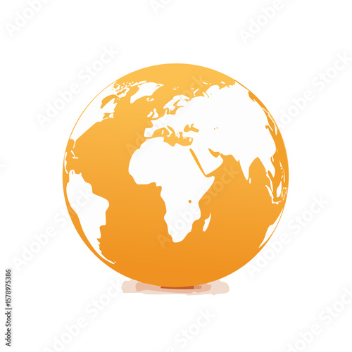Cartoon Globe with Continents in Orange and White on Black Background