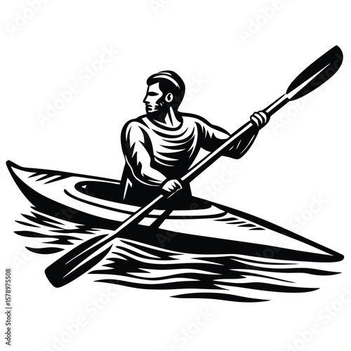Man paddling kayak on water kayaking