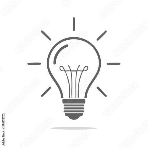 Light Bulb Symbol on Black Idea generation concept light gray line drawing bright energy innovation creative inspiration vector
