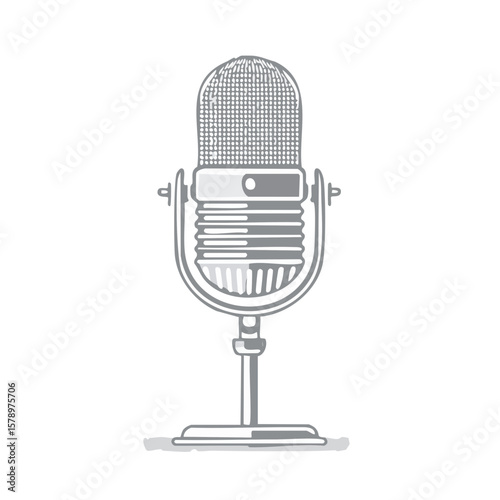 Retro microphone design on a black background broadcast audio sound recording vintage microphone